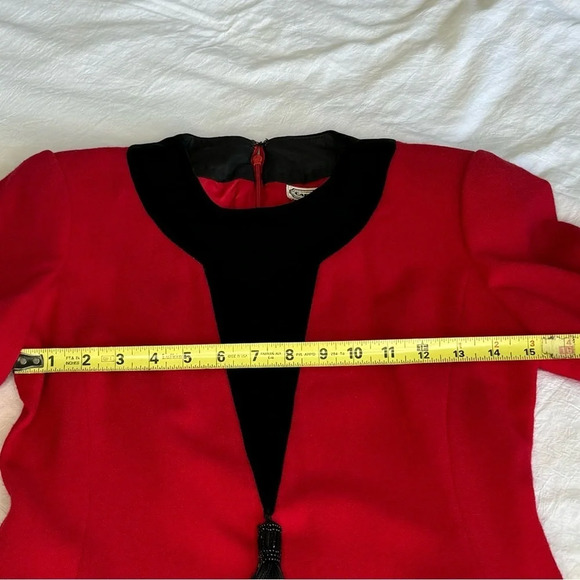 Vintage Carolina Herrera Saks Fifth Ave Red and black dress with tassle Dynasty - Picture 10 of 12